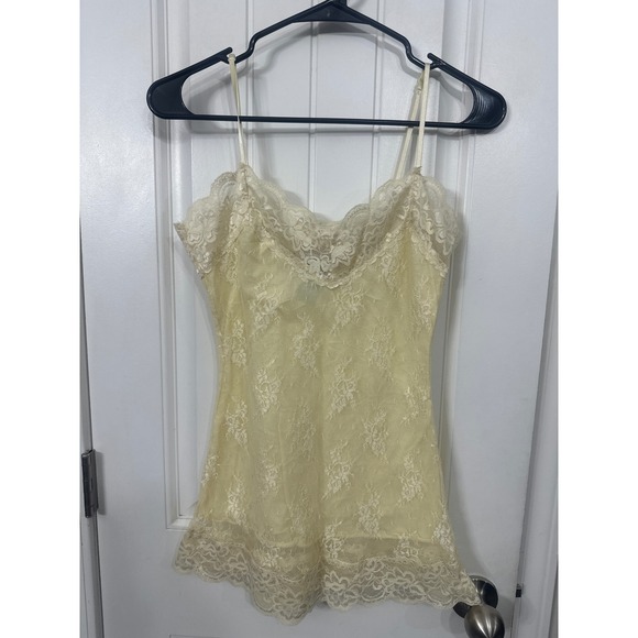 Charlotte Russe Tops - Y2K Charlotte Russe Yellow Floral Lace Camisole Sheer Adjustable Strap Medium